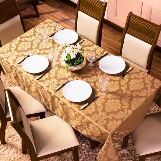 Toalha De Mesa 4 ou 6 Lugares Jacquard Tecido Cozinha