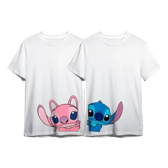 Kit Camiseta Casal Estampada Desenho Animado Novidade