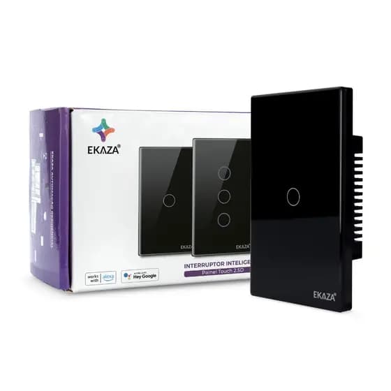Interruptor Inteligente Wifi Vidro Automação 1 Botão Preto Bivolt Alexa Google