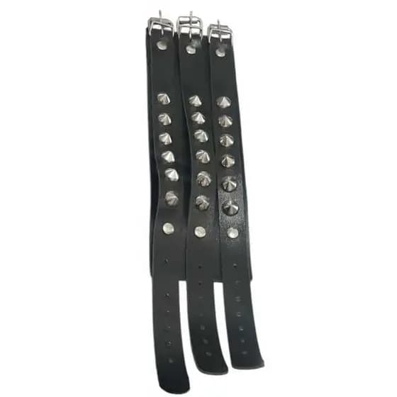 Pulseira Punk Bracelete Spikes Gótica E-Girl E-Boy Pontas Couro Rock Urban Johny Deep Depp