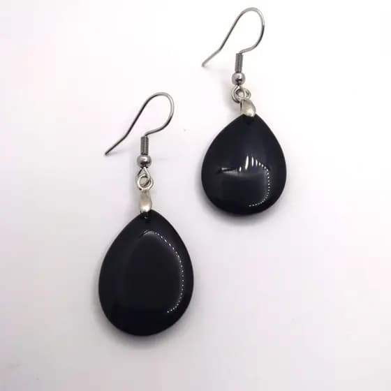 Brinco de Pedras Brasileiras Naturais Formato de Gota Delicado Elegante Casual