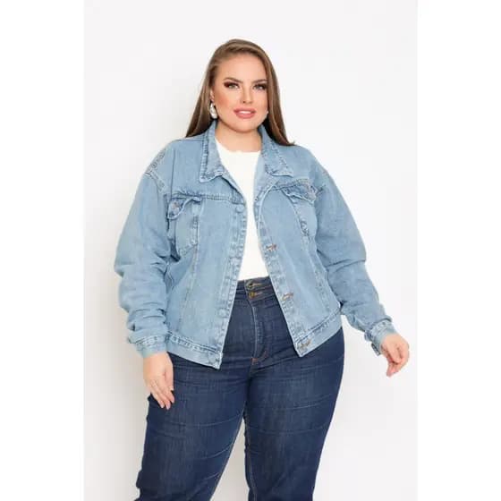 INFINITO MODA Jaqueta Jeans Feminina plus size Botão Encapado Tendência Da Moda Novo