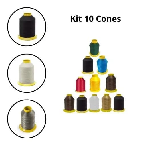 Kit 10 Cones Linha costura Nylon "60" Poliamida 80 Gr Varias Cores