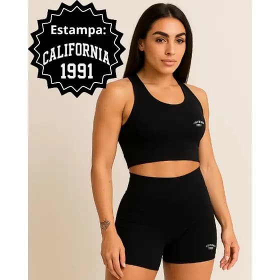 Conjunto Feminino Top + Shorts Suplex Premium | Moda Gringa | Califórnia 1991