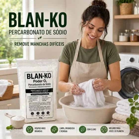 Blan-Ko Branco Percarbonato de Sódio Limpeza Multiuso Desengordurante 500g a 1kg Escolha o Tamanho