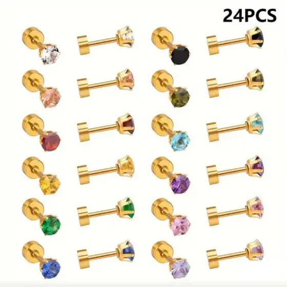 Kit 12 Pares Brincos De Aço inox Zircônia, Joias Femininas Da Moda