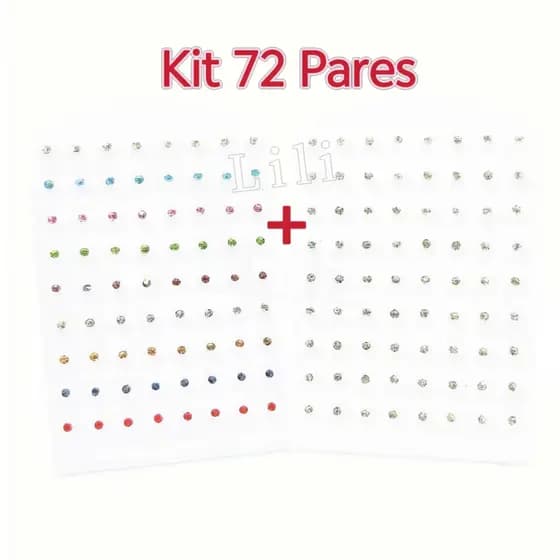 Kit 36 -72 Pares Brinco ponto de luz com pedrinha zircônia 3mm
