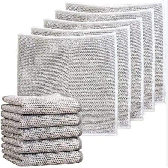 Kit 5 Panos De Limpeza Multiuso Fio Metálico - Malha Não Oleosa - Não Risca - Eficiência & Durabilidade na Limpeza.