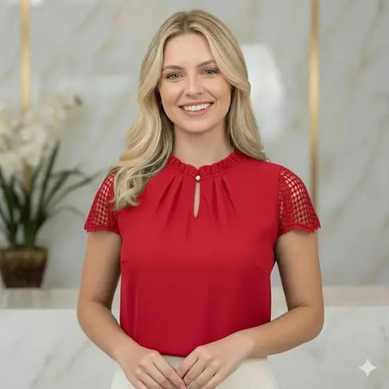 Blusa Feminina Moda Evangélica Elegante Estilosa Social Manga Curta