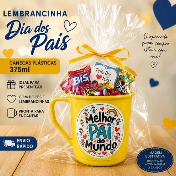 Kit 10 canecas personalizadas dia dos Pais lembrancinha escola creche brinde