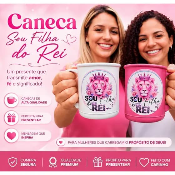 Jogo 10 canecas personalizada filha do Rei presente igreja evangélica cristã versículos fé mimo EDM