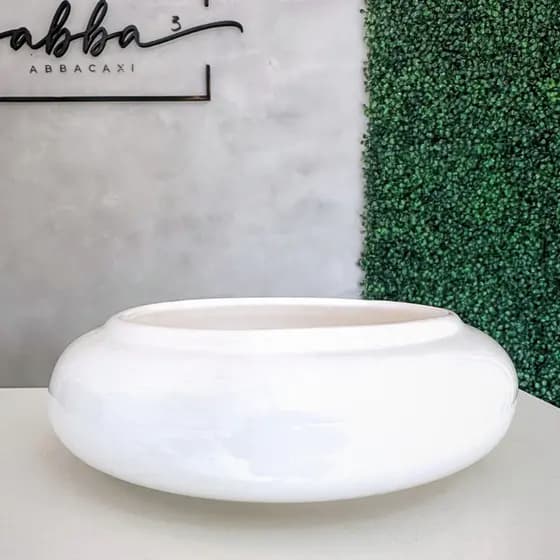 Vaso Redondo Decorativo Ikebana Cerâmica Branco Esmaltado Cachepot Orquídea Suculentas Cactos Lindo