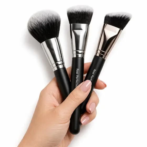 Pincel de Maquiagem Profissional Blush Base Pó Contorno Cerdas Macias Real Perfection Beleza