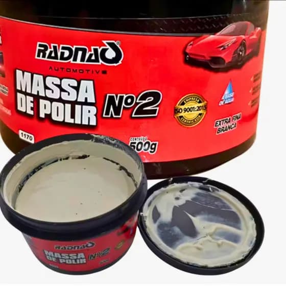 Massa de Polir N2 Automotiva Auto Brilho Para Pinturas Manchadas e Queimadas 500g Radnaq