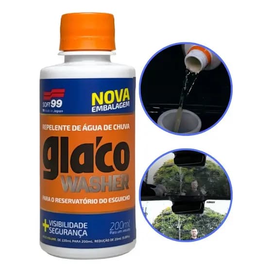 Limpa Parabrisa Glaco Washer 200ml Aditivo Repelente De Água