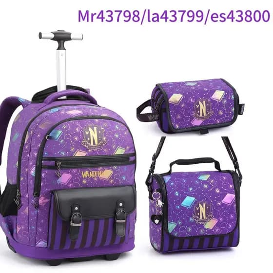 Kit Mochila Costas Grande Estojo Nevermore Vandinha Addams