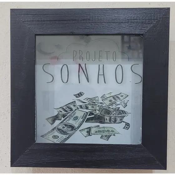 Quadro cofre decorativo Porta cofre 18x18cm
