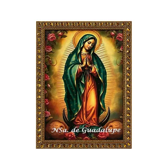 Quadro Religioso Nossa Senhora de Guadalupe 30x40 cm com Vidro Frontal e Moldura Luxo