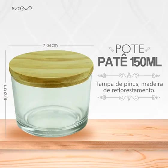 20 copos - pote para vela - Pote Patê 156 ml -- COM tampa
