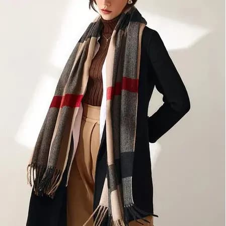 Cachecol Lenço de caxemira outono e inverno xale feminino cachecol xadrez de borla espessado para todos os jogos para ma
