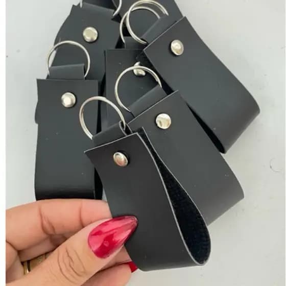 kit 10 Chaveiros 8x3,5 sintético preto, liso, brinde corporativo DTf