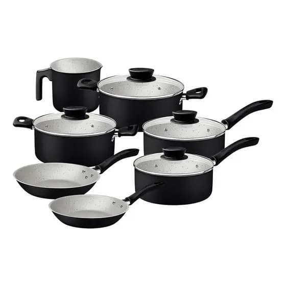Conjunto de Panela com 7 Peças Antiaderente Linz Tramontina Preta