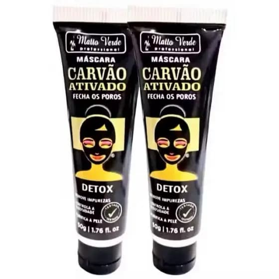 Máscara Facial Carvão Ativado 50g kit 2 pcs| Detox Pele Oleosa | Remove Cravos | Controla Oleosidade |Profundo