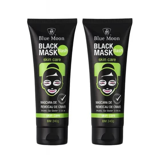 Máscara Facial Peel Off Black Blue Moon kit 2 pecas Removedora de Cravos, Limpeza Profunda, Controle de Oleosidade