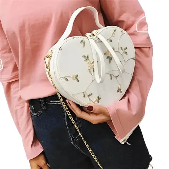 Bolsa feminina pequena de coração flor de mão ou ombro luxo