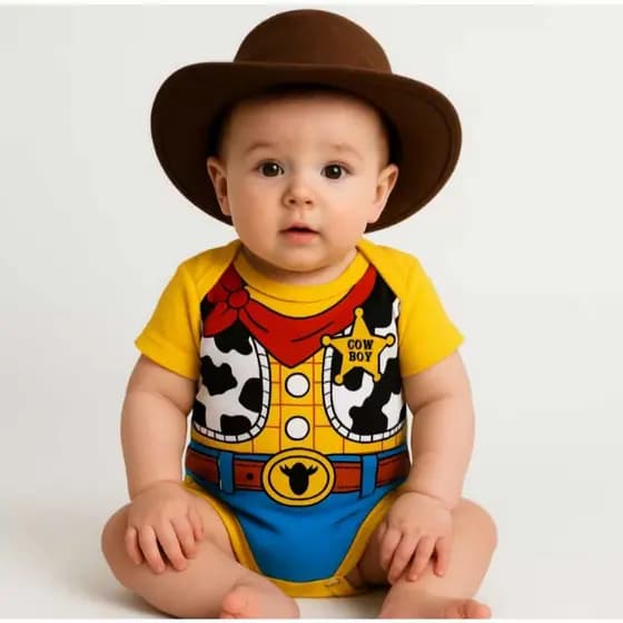 Body Bebê Infantil Mêsversário Temático Woody Toy Story Super Premium Linha
