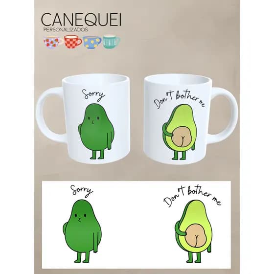 Caneca de Humor – Abacate Fofinho “Sorry Don’t Bother Me'' Caneca Engraçada