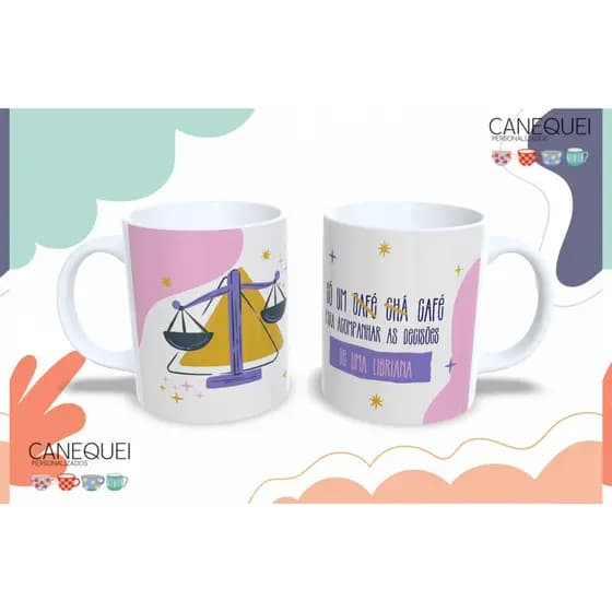 Caneca de Signos Personalizada | Libra | Escorpião | Sagitário | Capricórnio | Aquário | Peixes