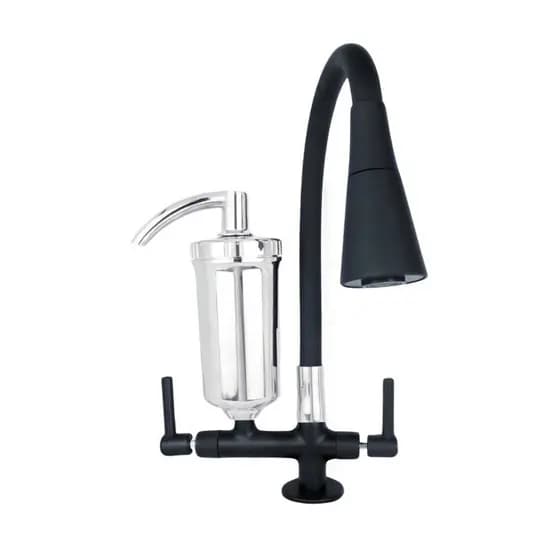 Torneira Flexivel Preta e Cromada Cone Filtro de Cozinha para Mesa/Bancada