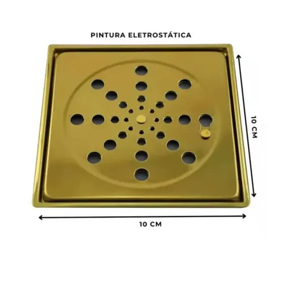 Ralo Grelha Dourado 10 X 10 Para Banheiro