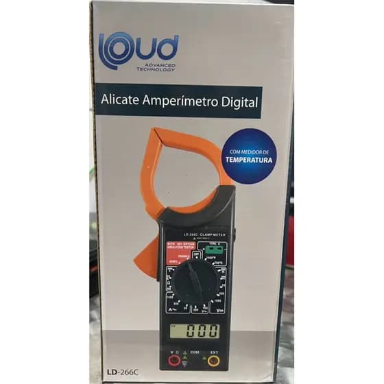 ALICATE AMPERÍMETRO LOUD LD266c COM MEDIDOR DE TEMPERATURA