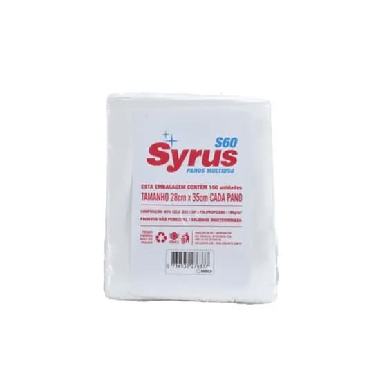 Pano Multiuso SYRUS S60 BRANCO 28 X 35 65G pacote 100 Panos
