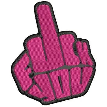 Patch Bordado Fuck You dedo do meio com ou sem carrapicho e também termocolante 9,3x7,6 cm