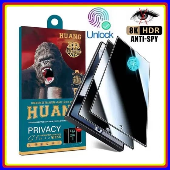 Película de Privacidade 3D de Vidro TemperadoFunciona Digital sem Furo Samsung S25 S25Plus S25Ultra S24 S23 S22 S22Plus