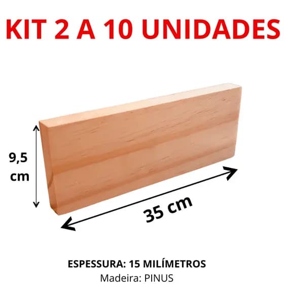 Tabua regua madeira pinus prateleira base artesanato 9,5cm X 35cm 1,5cm espessura
