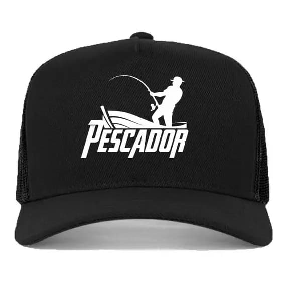 Boné Pescador Pescadora Trucker Masculino Pescaria Aba Curva Proteção Sol