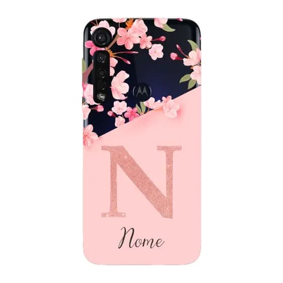 Capinha para Moto G8 Plus Anti Impacto Personalizada - Delicate Flowers com nome e fundo transparente