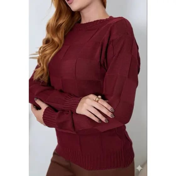 Blusa de frio Feminina Suéter Tricot Manga Longa outono Inverno 2026 Boho Elegante tendência tricô quentinho tipo lã