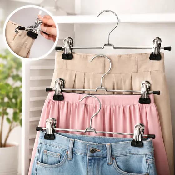 Kit Cabide Inox Presílha Com 6/12/24 Peças Guarda Roupa