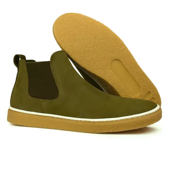 Bota Chelsea Masculina Couro Camurça Natural Confortável com Solado Resistente