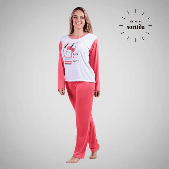 Promoção Pijama Longo Colorido Estampado Linha Noite Moda Feminina Calça Manga Longa Roupa De Dormir 314