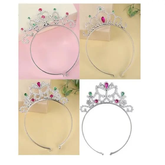 Kit Com 12 Tiara De Princesa Prateada festa aniversário fantasia carnaval envio imediato