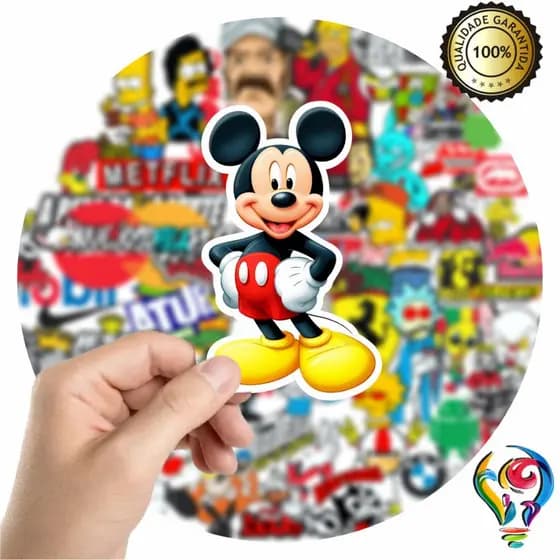 Adesivo Mickey Mouse Animado Sticker Para Bike Skate Moto Capacete Carro Caminhão notbook