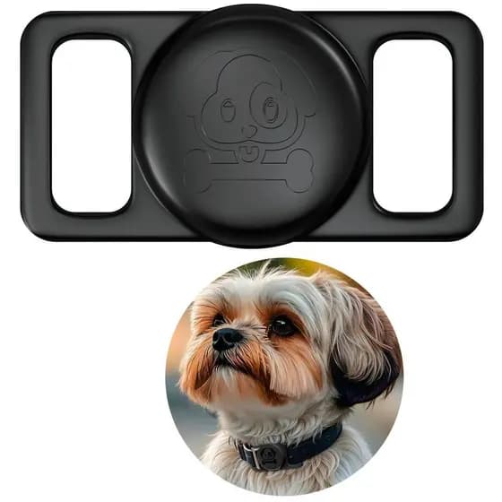 Case Silicone à prova de Água para FaafTag e Airtag Pets Cachorro Gato Preto
