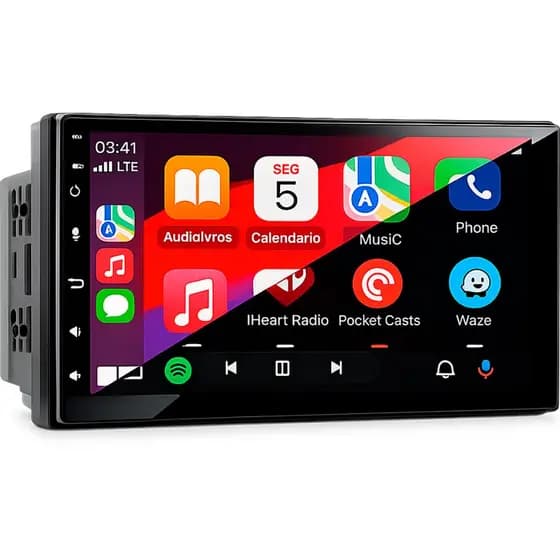 Central Multimídia Mp5 7 Tela de Vidro IPS Carplay Android Auto Sem Fio Espelhamento USB BT