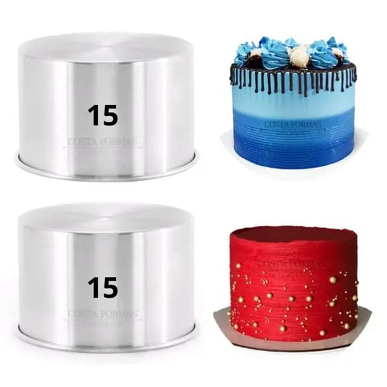Kit 2 Formas Redondas Para Bolo 15x10 cm Alta Alumínio de Qualidade